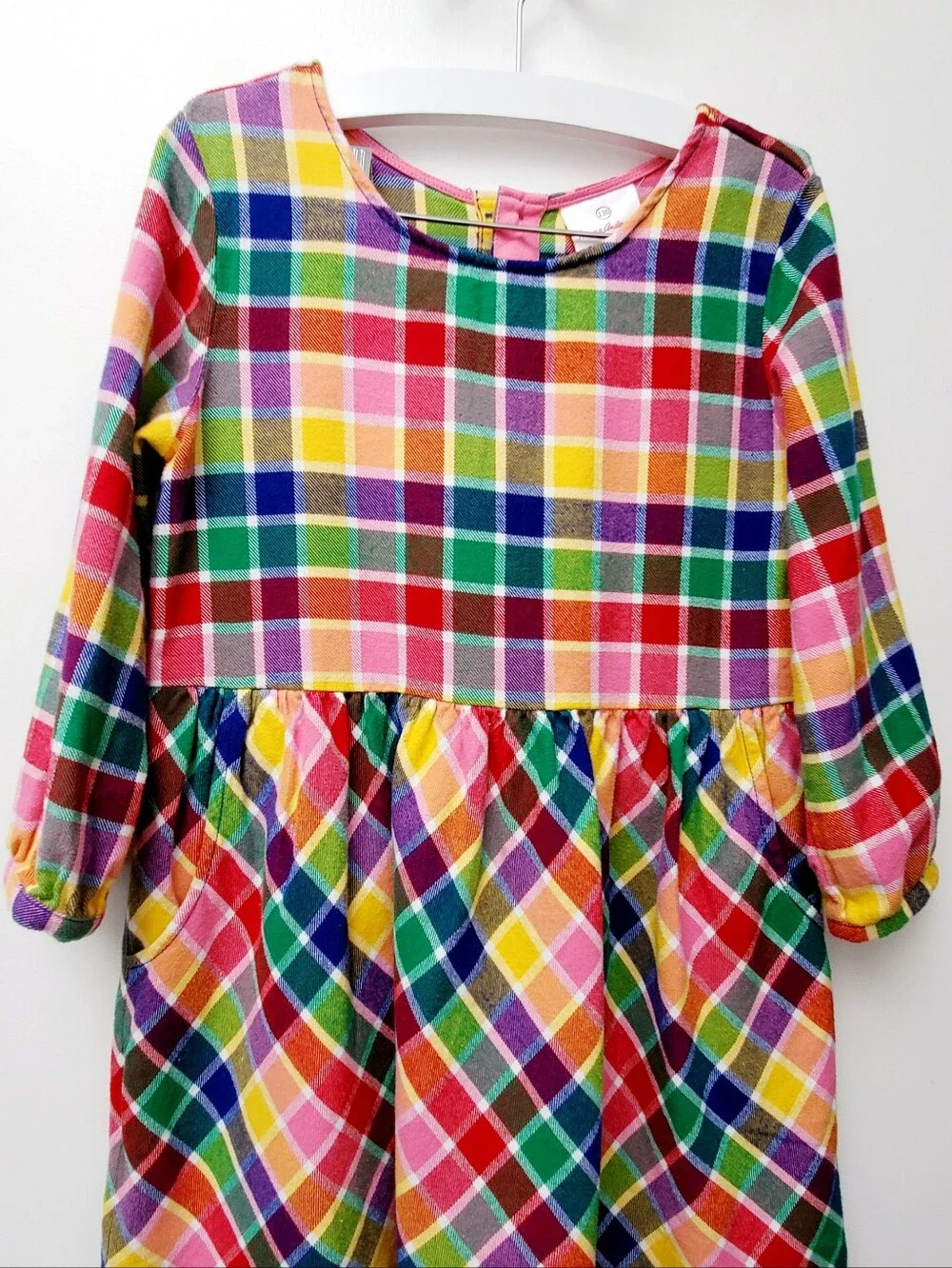 Hanna Andersson Multicolor Soft Cotton Plaid Dress Side Pockets Size 130 7-9yrs